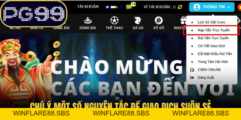 Nạp Tiền PG99 - Hướng Dẫn Thao Tác Trên 3 Hình Thức
